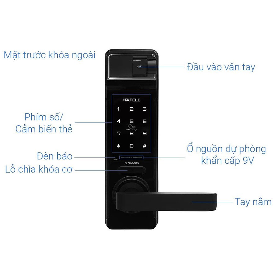 Khóa điện tử Hafele EL7700-TCS (Không bao gồm Pin)