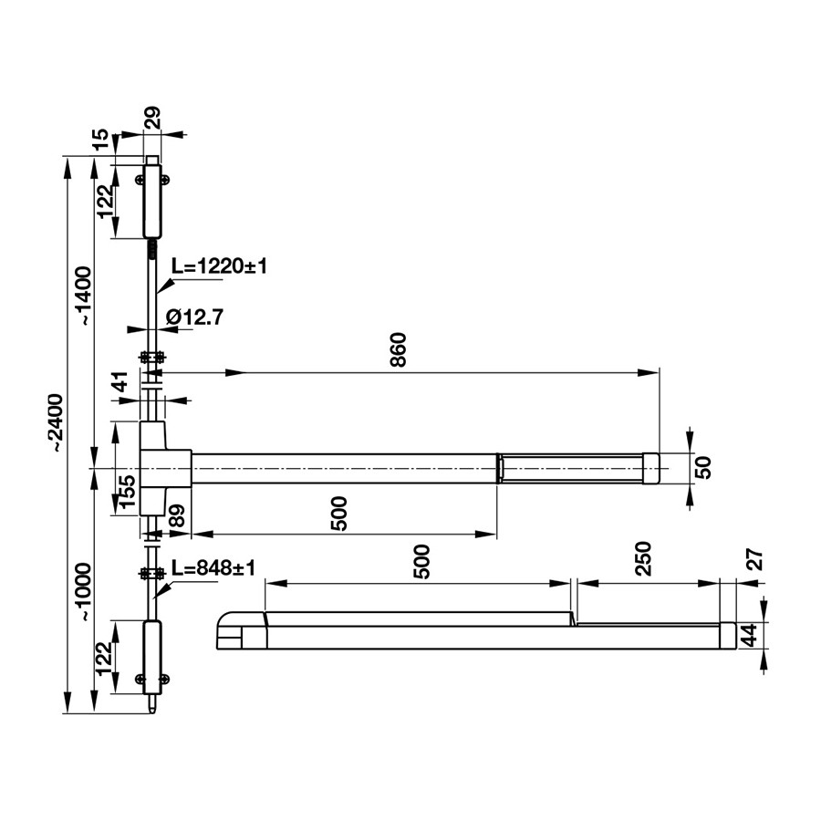 Thanh Thoát Hiểm Cửa Đôi Hafele 911.52.134
