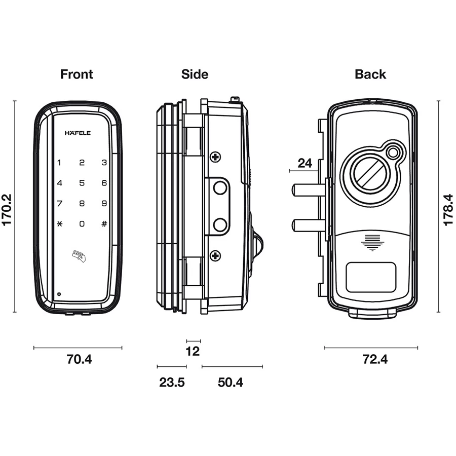 Khóa Cửa Kính Hafele 912.05.700